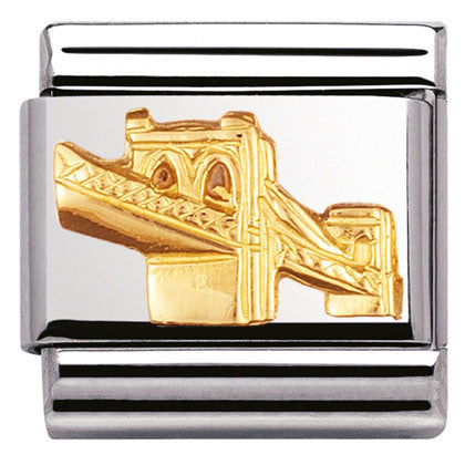 030123/47 Classic RELIEF MONUMENTS, S/Steel,bonded yellow gold Skyline Brooklyn (America)