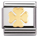 030115/06 Classic,S/steel,bonded yellow gold Four-leaf clover