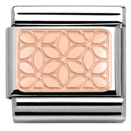 430101/18 Classic PLATES, S/Steel,Bonded Rose Gold Flowers