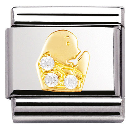 Classic ZODIAC, S/Steel,Bonded Yellow Gold, CZ,   Virgo