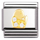 Classic ZODIAC, S/Steel,Bonded Yellow Gold, CZ,   Virgo