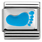 330281/11 Classic enamel & .silver Ciao Lapo Baby Footprint BLUE