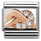 430302/06  Classic,S/steel, Rose Gold & White CZ  knot