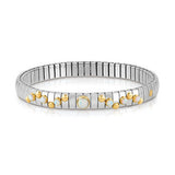 EXTENSION bracelet in stainless steel with 18K gold? round stone and small stones (022_WHITE OPAL)