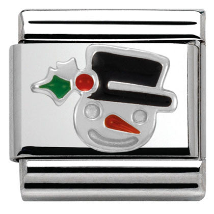 330204/11 Classic CHRISTMAS S/Steel,enamel,Silver 925 Snowman Face.