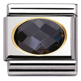 030601/011 Classic FACETED CZ Black  S/Steel, Bonded Yellow Gold