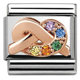 430302/11Classic Symbols,S/Steel Bonded Rose Gold  CZ  knot RAINBOW