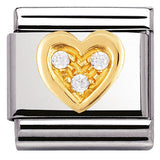 030311/11 Classic LOVE.S/Steel. Bonded Yellow Gold, CZ  WHITE heart