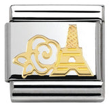 030162/18  Classic MADAME MONSIEUR,S/steel,bonded yellow gold Rose and Eiffel Tower (France)