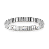 XTE stainless steel? sterling silver and 3 FACETED stones bracelet (010_White)